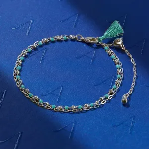 Sterling Silver-Plated Beaded Bracelet