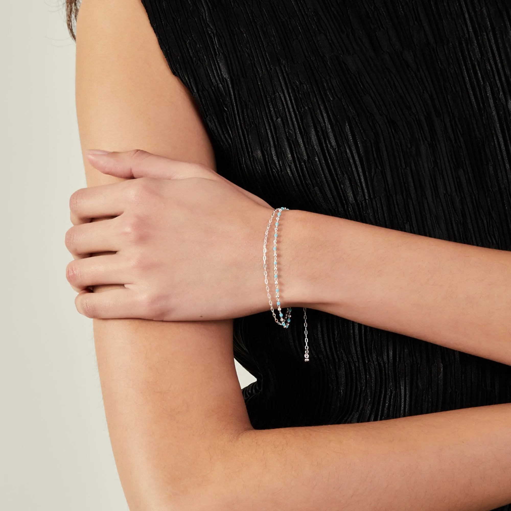 Sterling Silver-Plated Beaded Bracelet