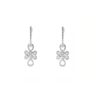Sterling Silver Zircon Dangle Earrings White Gold covered