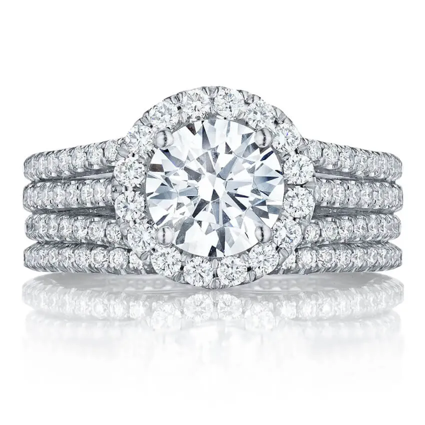 Tacori Petite Crescent Platinum Diamond Engagement Ring HT2551RD7