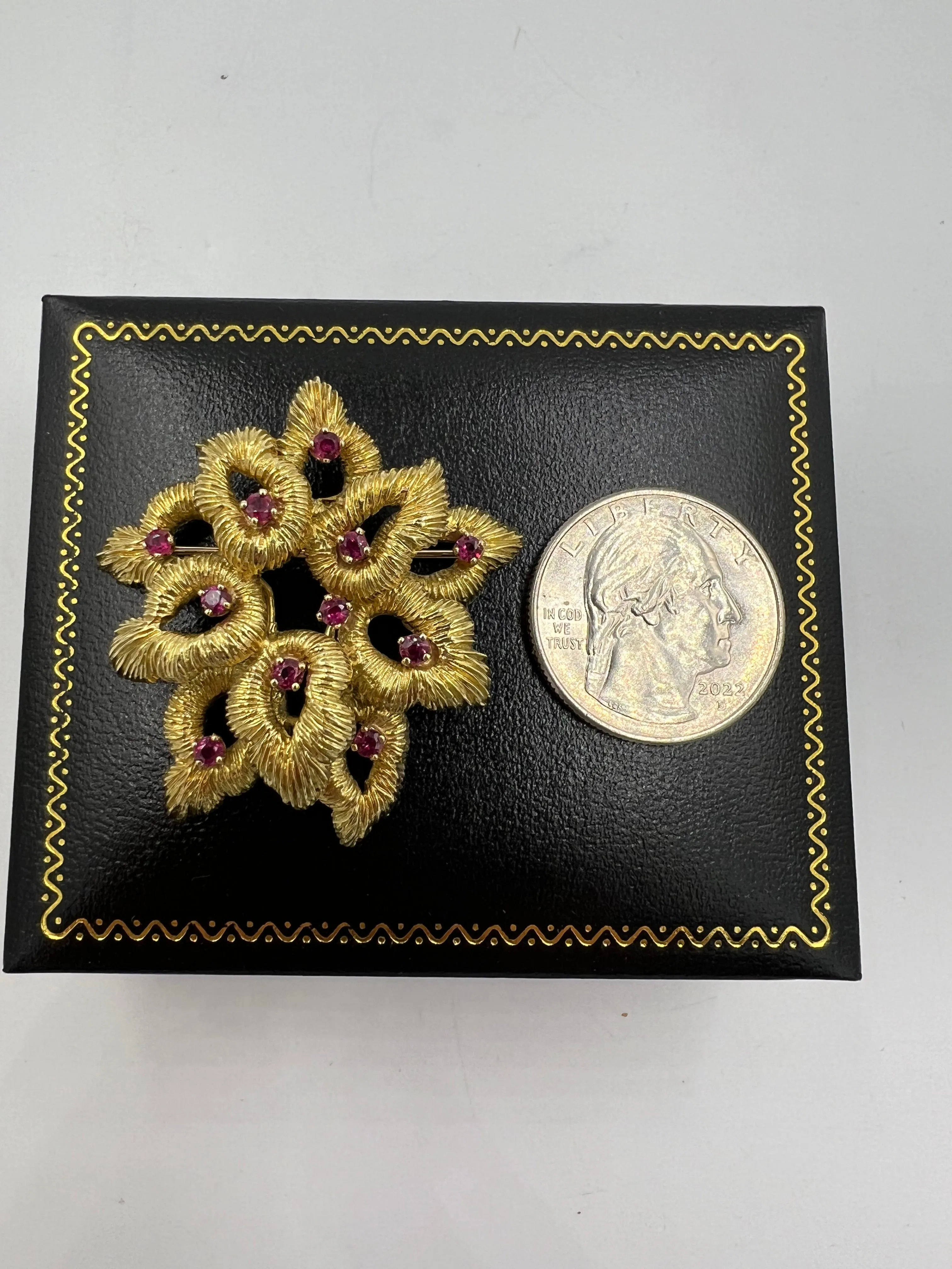 Tiffany Ruby Yellow Gold Brooch
