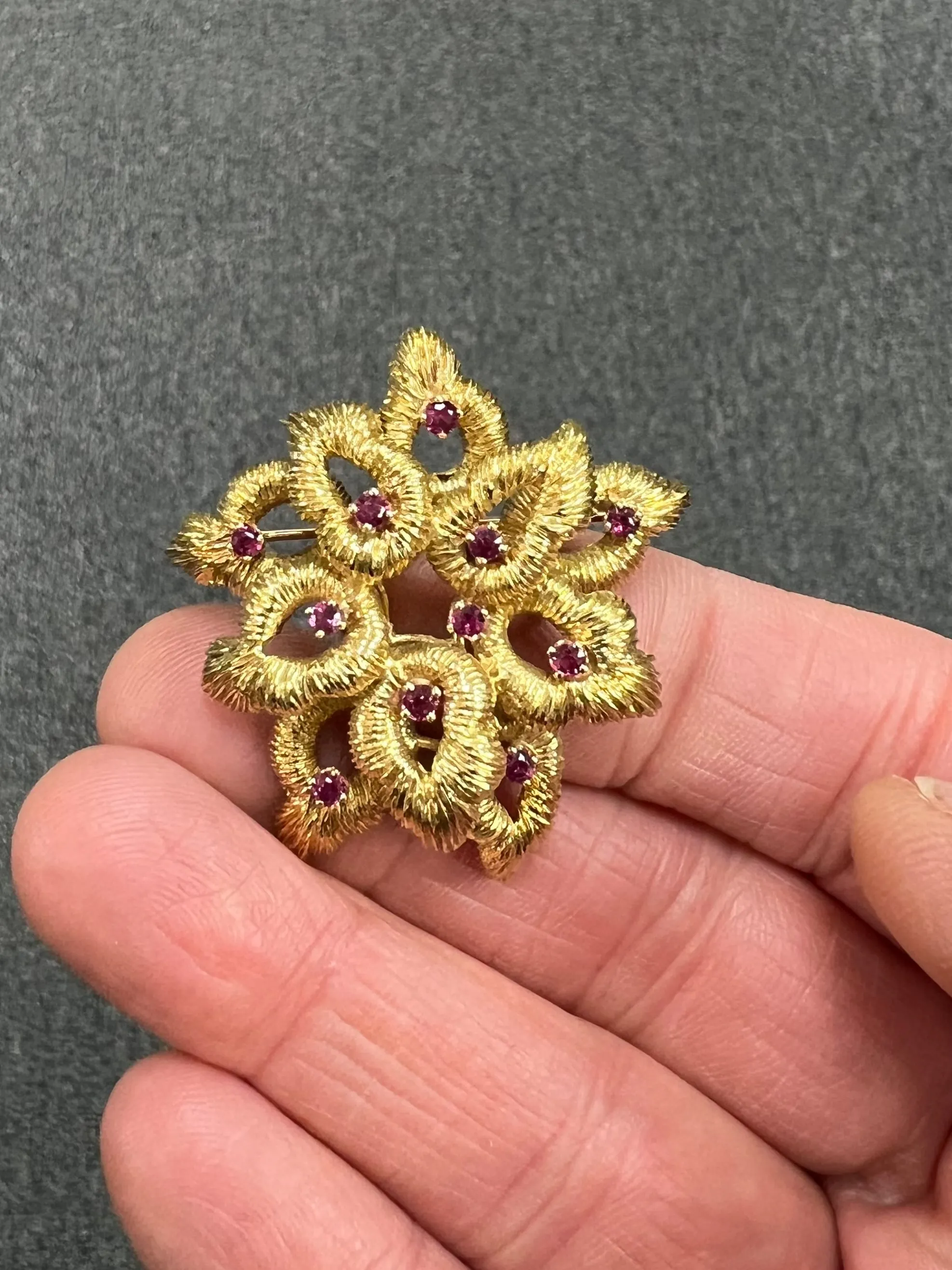 Tiffany Ruby Yellow Gold Brooch
