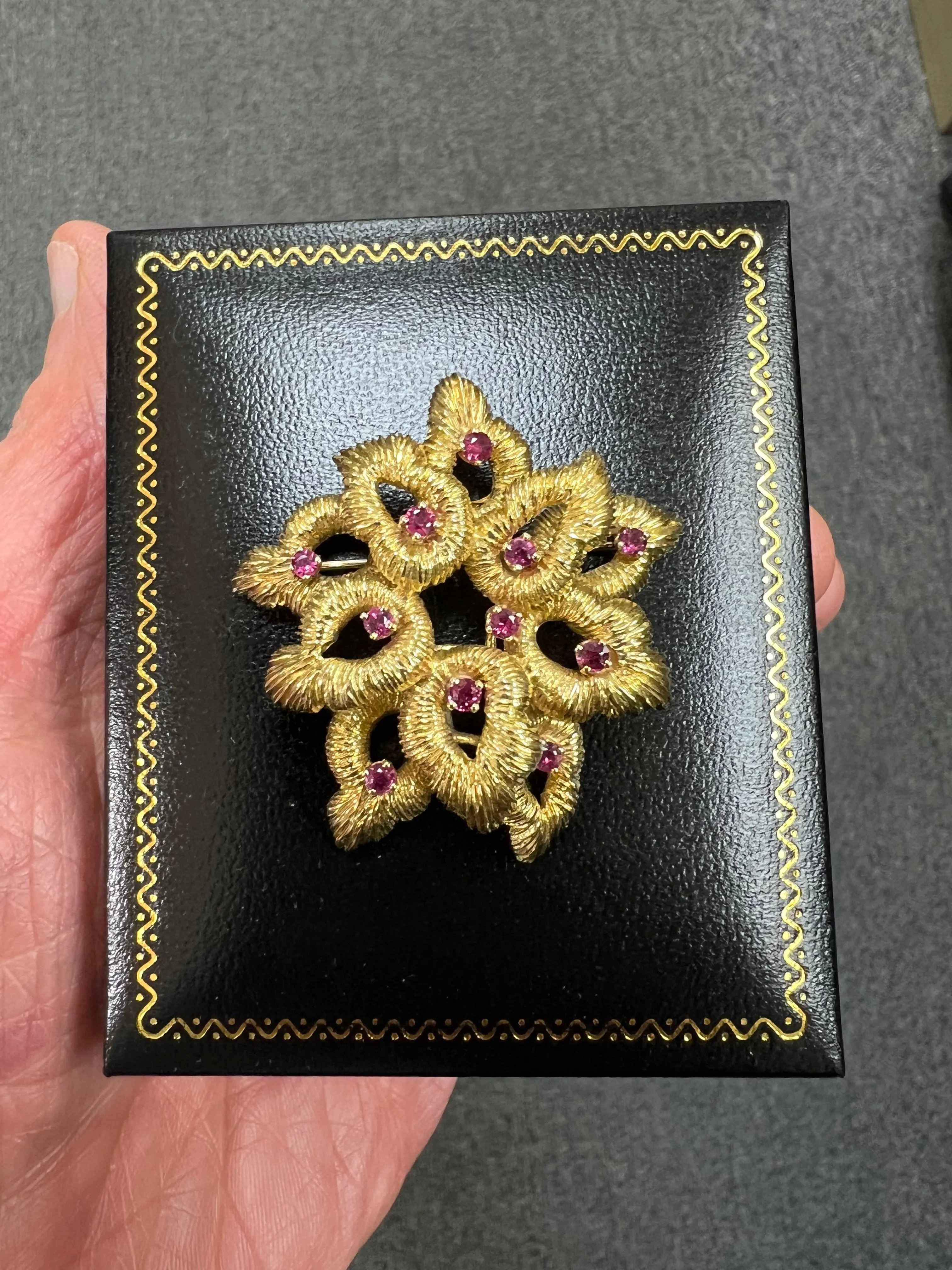 Tiffany Ruby Yellow Gold Brooch