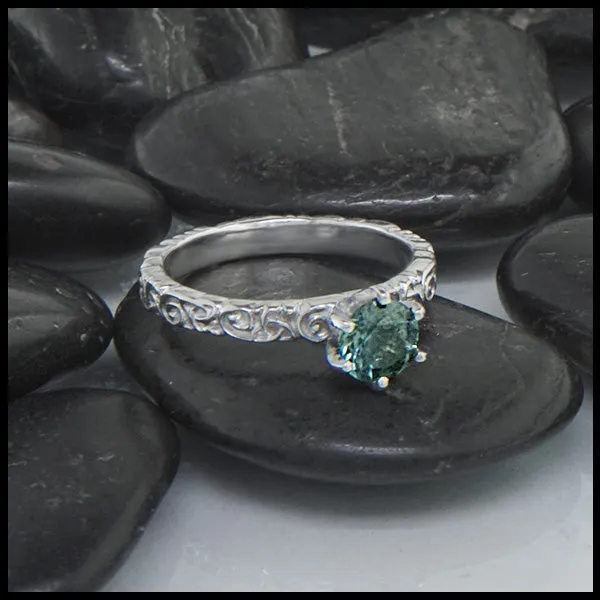 Trinity Scroll Montana Sapphire Ring