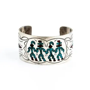 Turquoise & Coral Chip Inlay Cuff