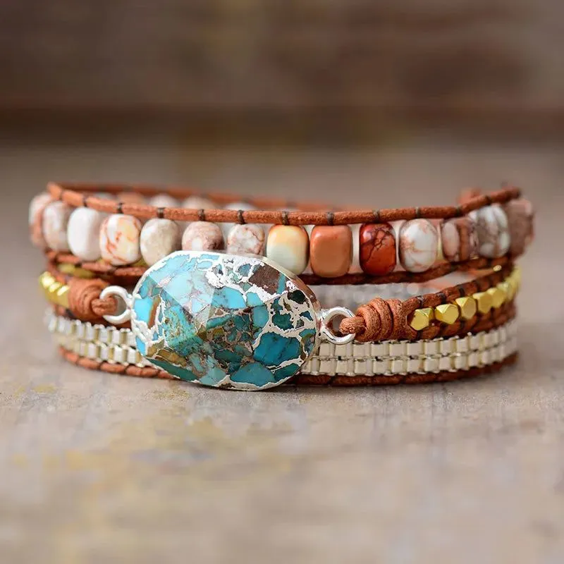 Turquoise Luxe Stone Wrap Bracelet