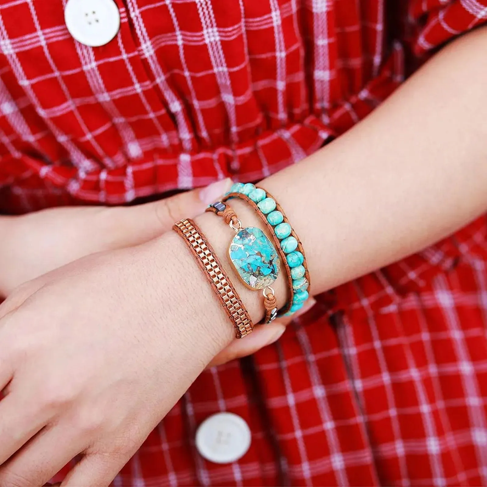 Turquoise Luxe Stone Wrap Bracelet