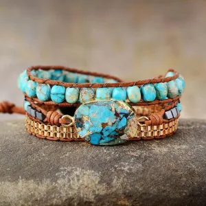 Turquoise Luxe Stone Wrap Bracelet