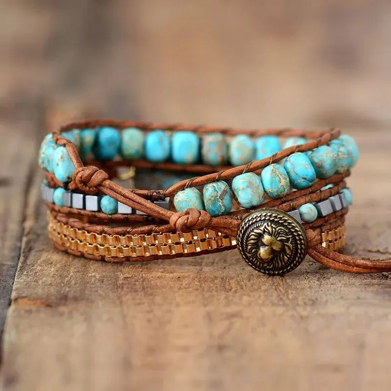 Turquoise Luxe Stone Wrap Bracelet
