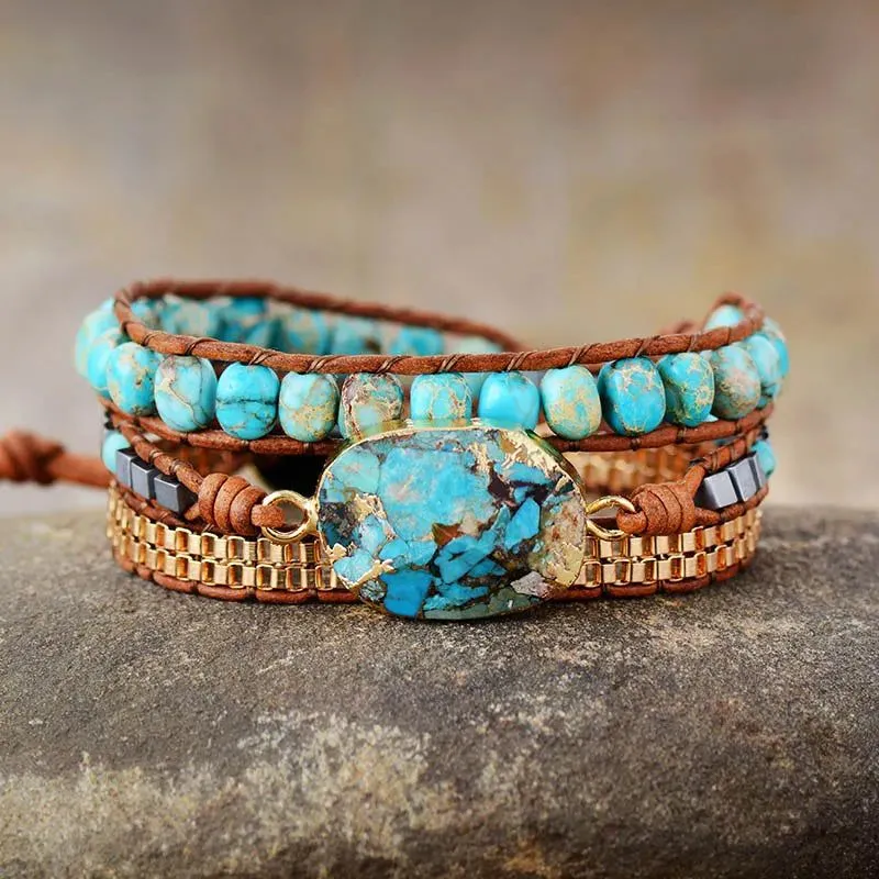 Turquoise Luxe Stone Wrap Bracelet
