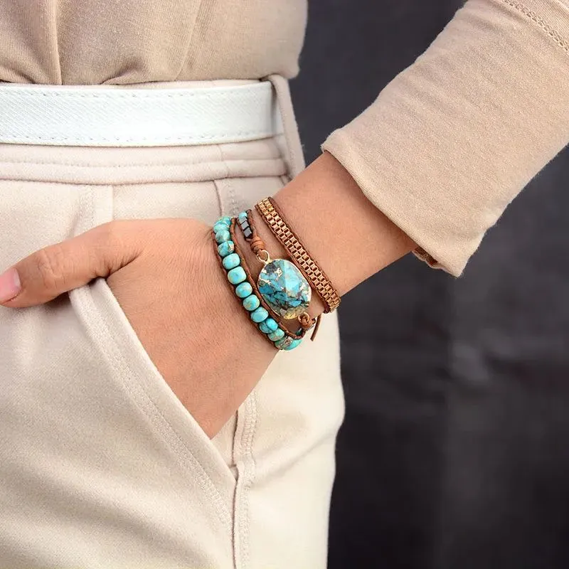 Turquoise Luxe Stone Wrap Bracelet