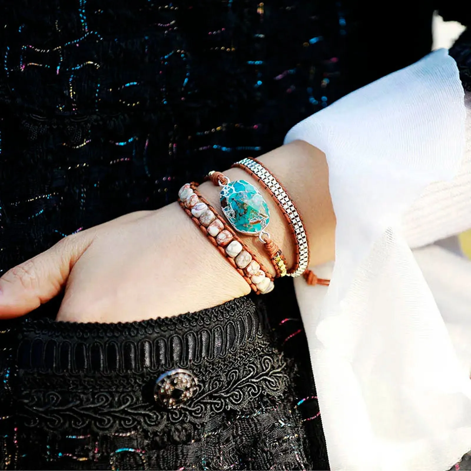 Turquoise Luxe Stone Wrap Bracelet