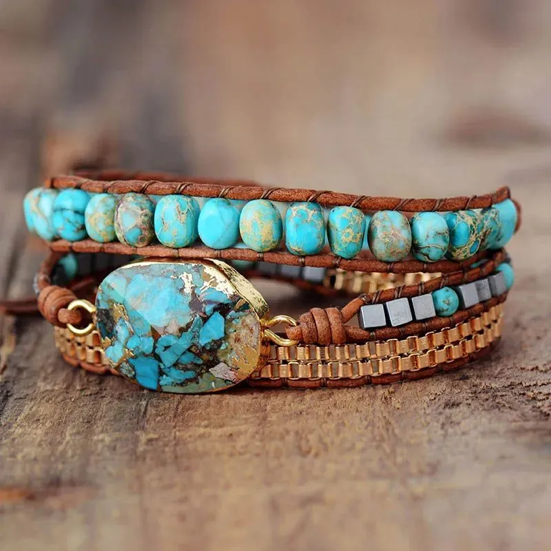 Turquoise Luxe Stone Wrap Bracelet