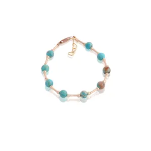 Turquoise Marble & Gold Bars Bracelet