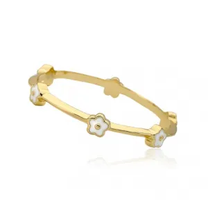 Twin Stars Dainty Flowers Bangle In White