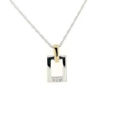 Two tone 9ct Rectangular Pendant