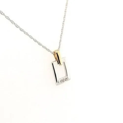 Two tone 9ct Rectangular Pendant