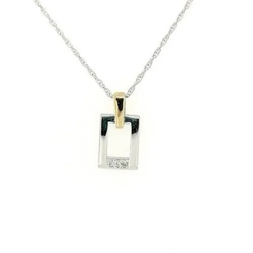 Two tone 9ct Rectangular Pendant