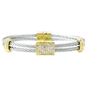 Two Tone CZ Magnetic Square Pave Bracelet