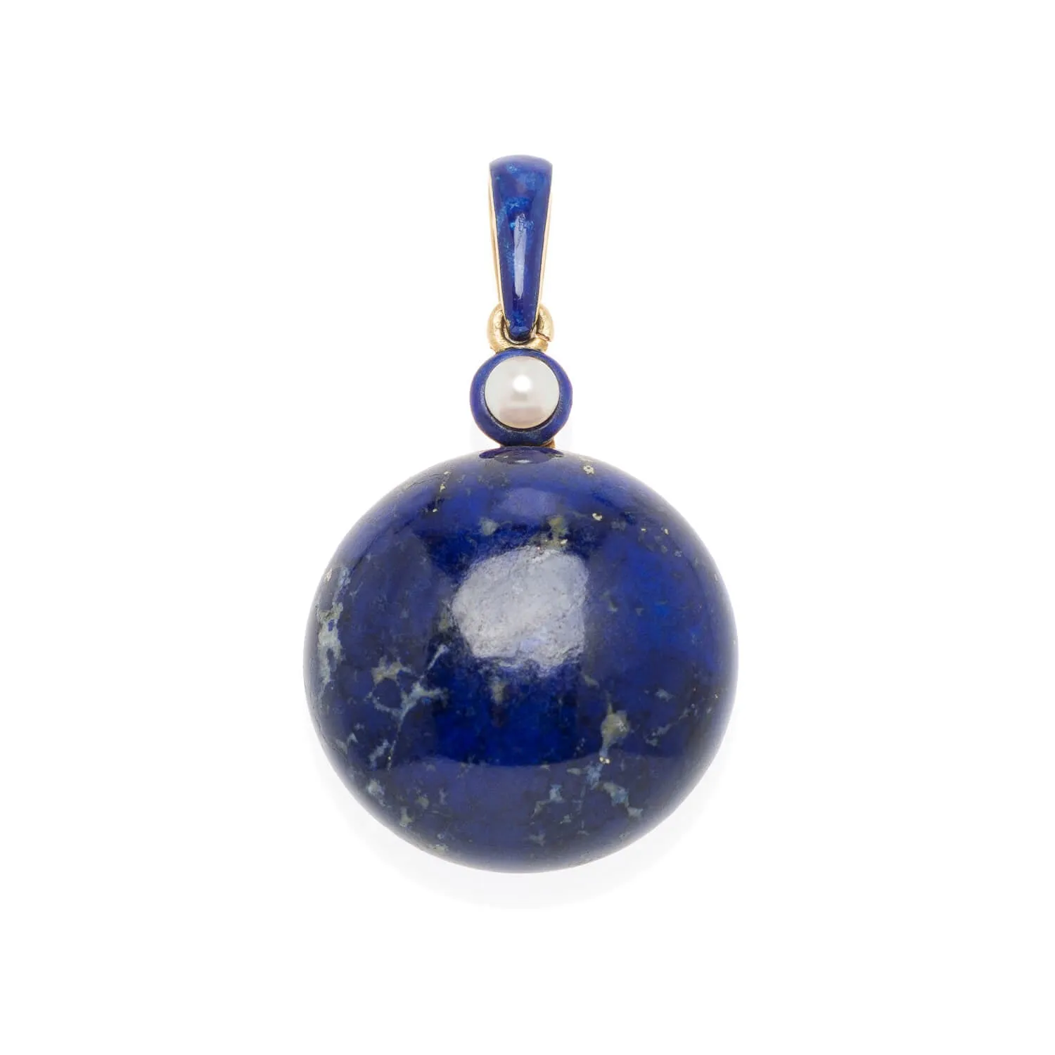 Victorian 18kt, Pearl, Enamel   Carved Lapis Lazuli Earrings, Pendant   Button Set