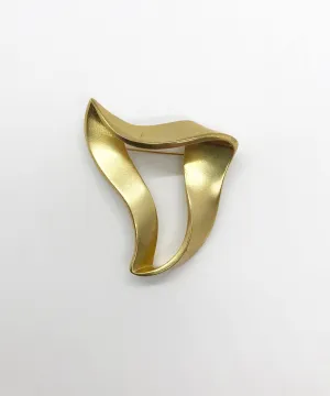 Vintage Abstract Gold Tone Heart Brooch