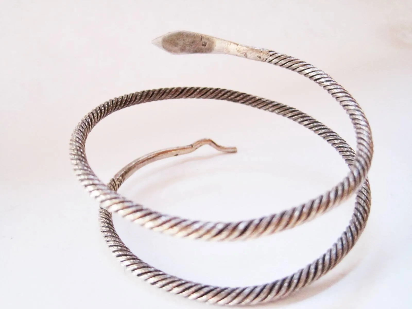 Vintage Egyptian 900 Silver Snake with Gemstones