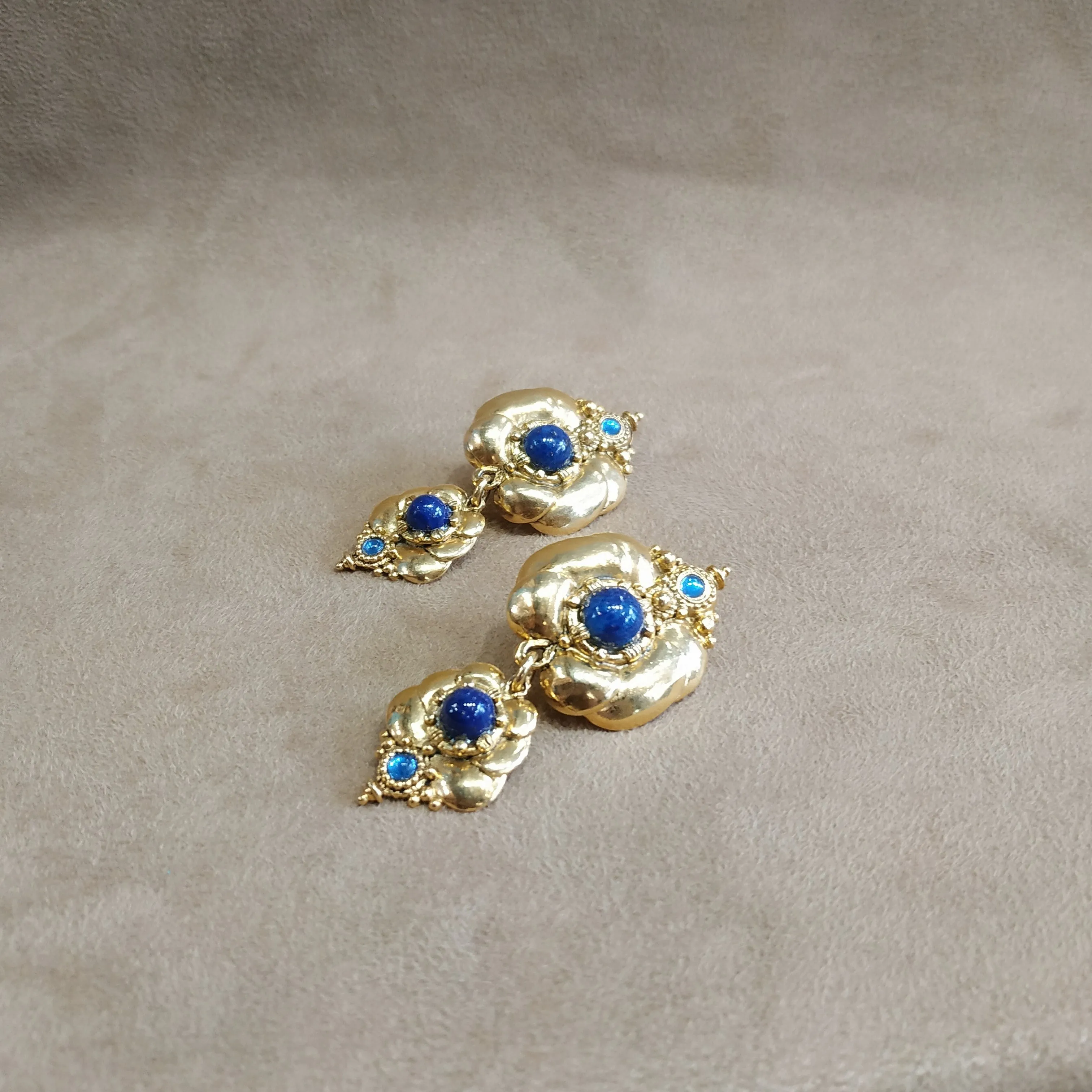Vintage Lapis Drop Statement Earrings by Abbey Road