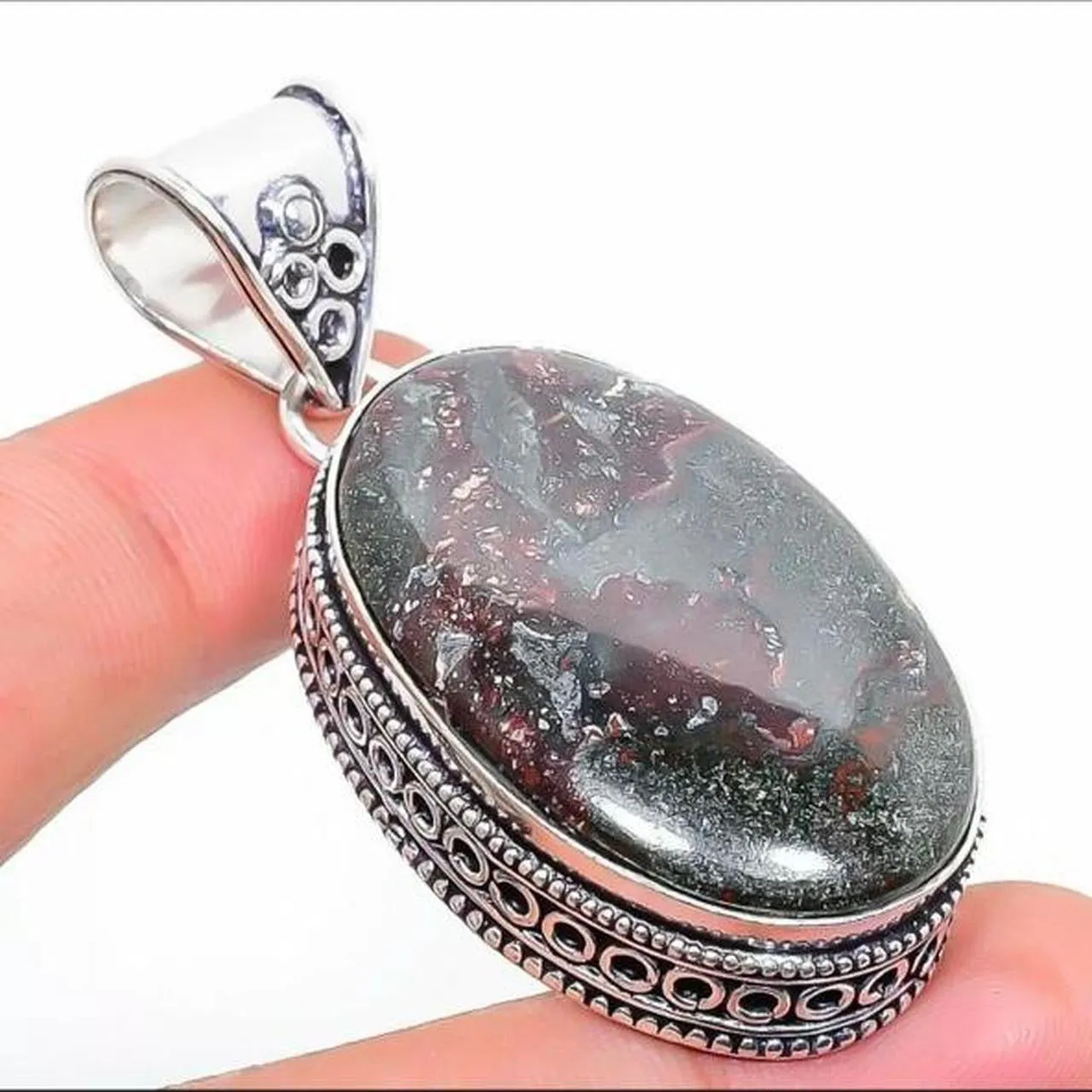 Vintage Look Eudialyte Gemstone 925 Sterling Silver Jewellery Pendant Gift for Her
