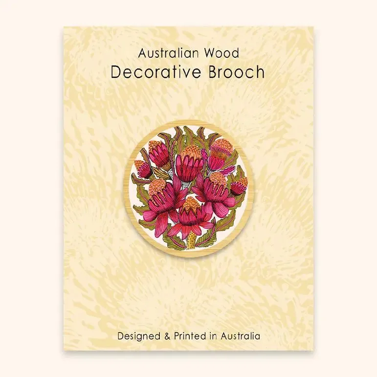 Waratahs Wooden Brooch