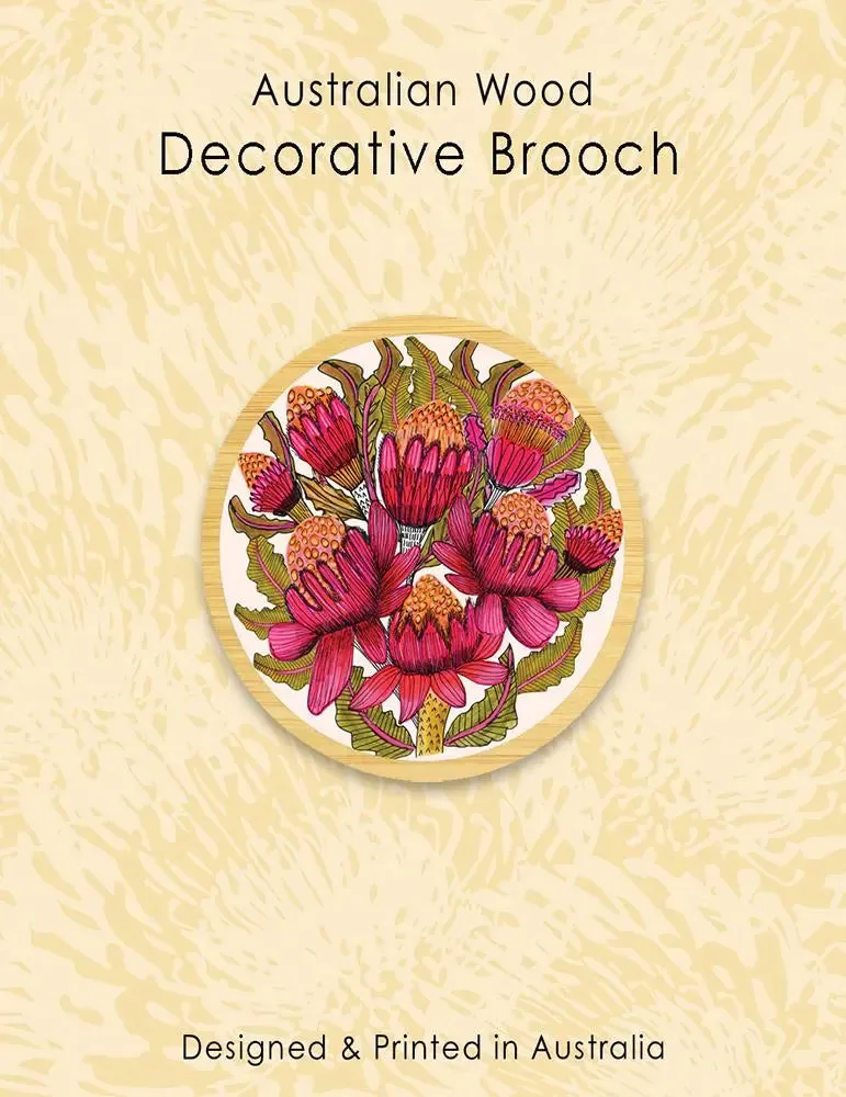 Waratahs Wooden Brooch