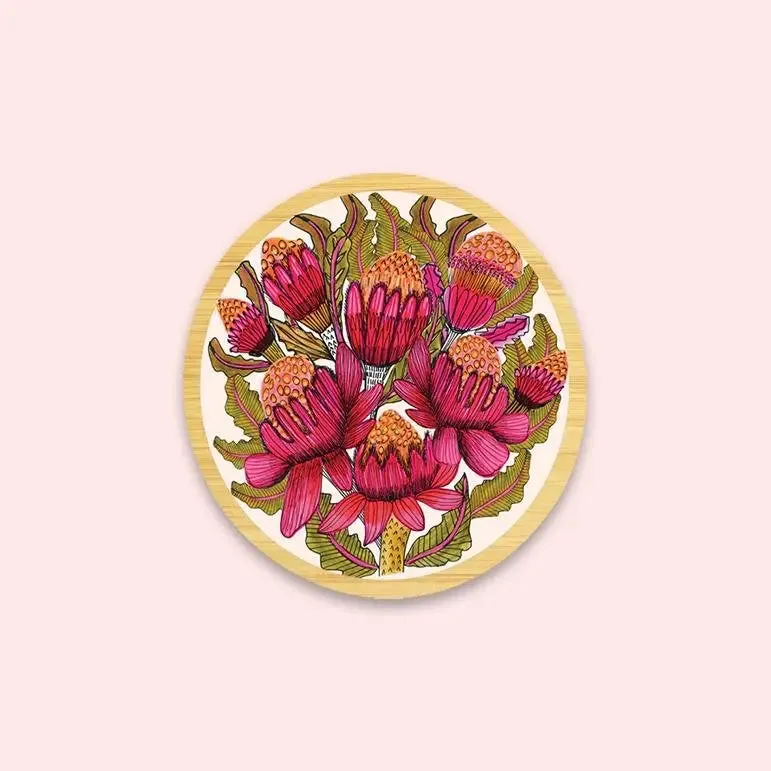 Waratahs Wooden Brooch