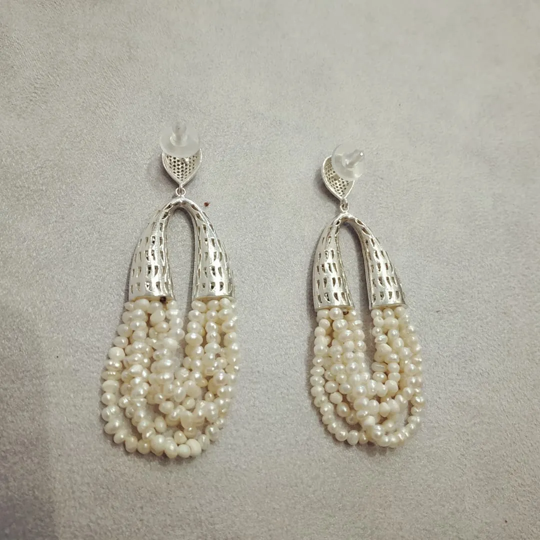 waterfall pearl and clear crystal pave earrings