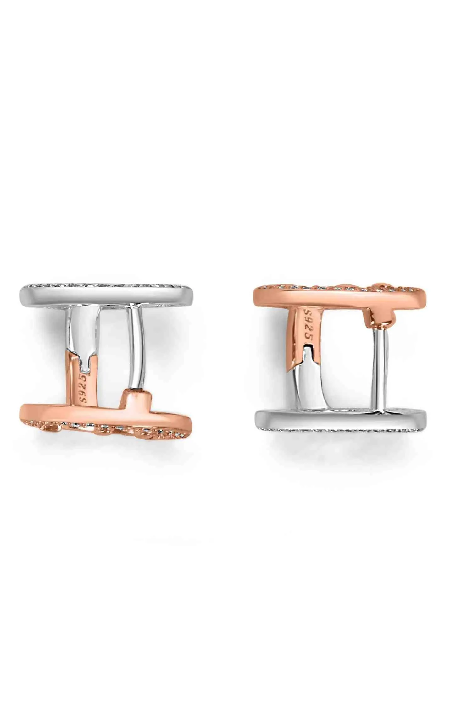 Wink Smiley Dual Tone Zirconic Stud Earring Silver