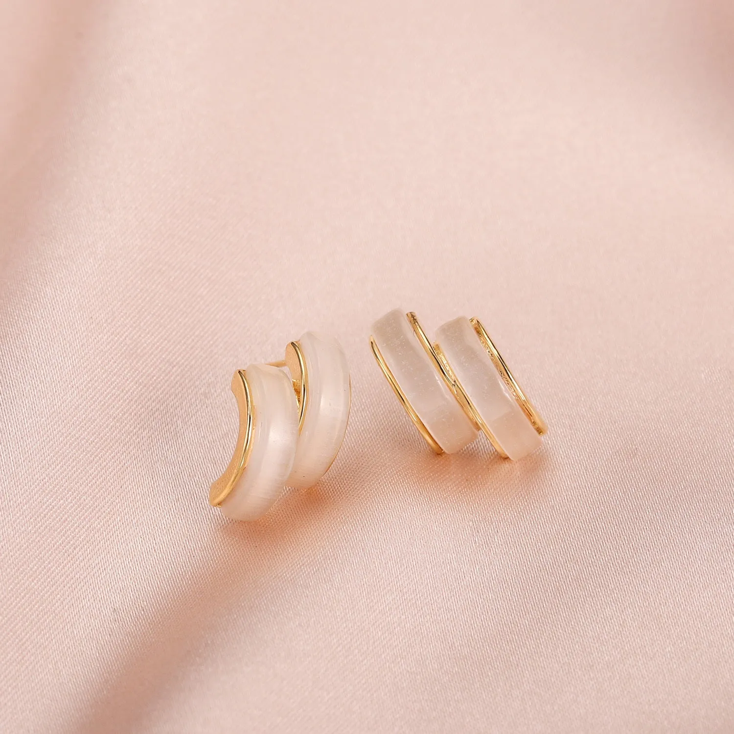 Women's Double Hoop Opal Zircon Earrings