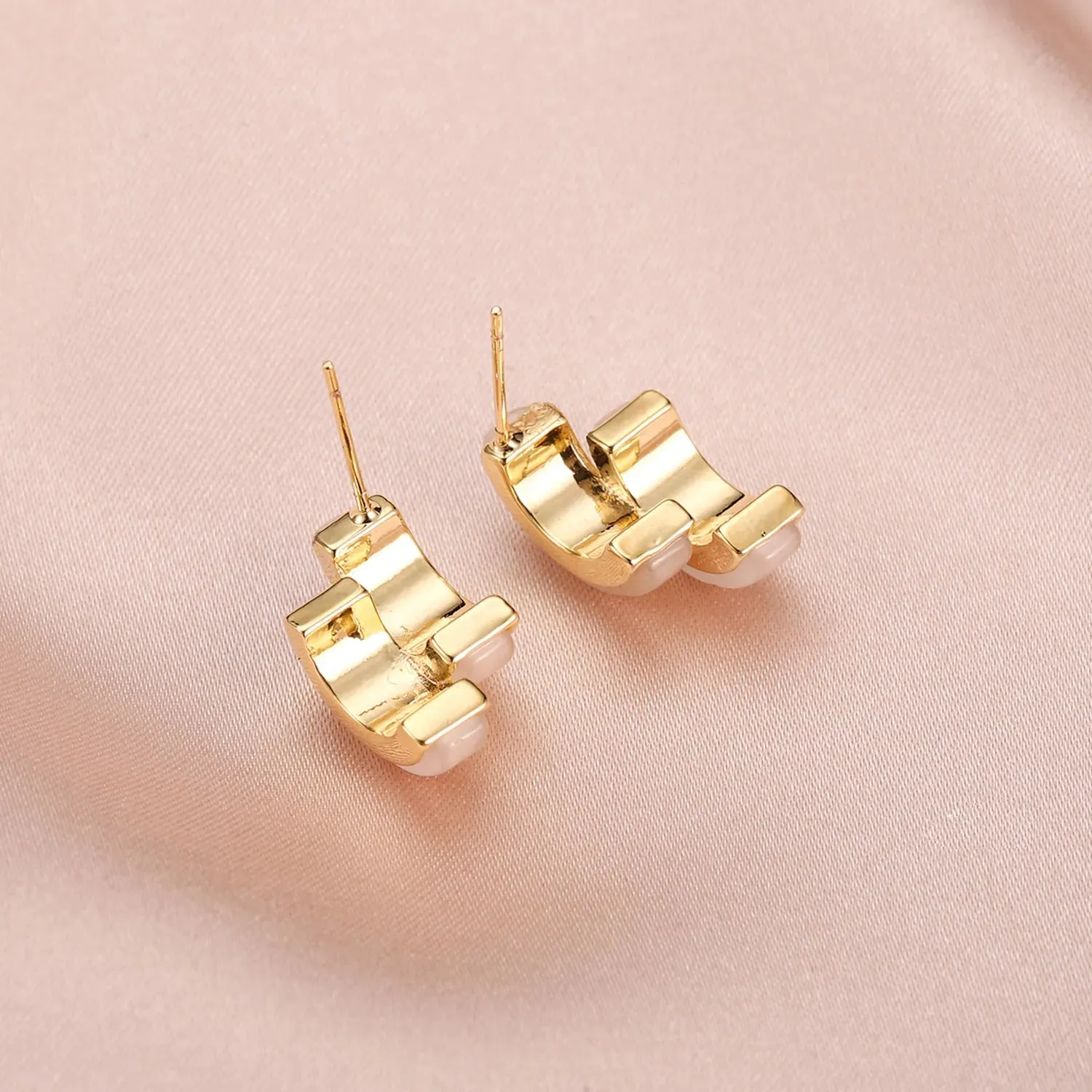 Women's Double Hoop Opal Zircon Earrings
